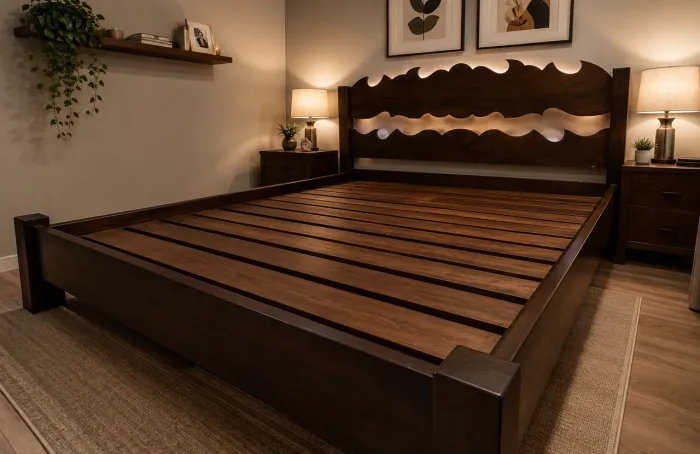 12X Exclusiva Cama de Casal Imbuía Maciça Trabalhada 
