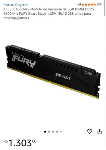 Memória DDR5 kingston 