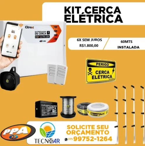 kit de cerca eletrica intelbras para 60 metros já intaladas em até 12x 