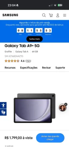 Tablet Samsung A9+