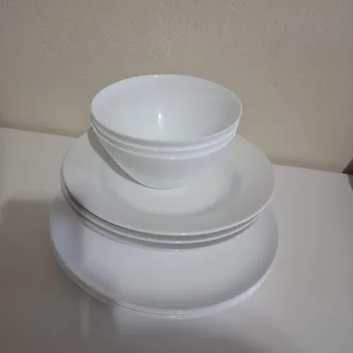Nadir Blanc Opaline e Oxford 10 Peças Pratos Rasos Fundos e Tigelas Porcelana e Vidro