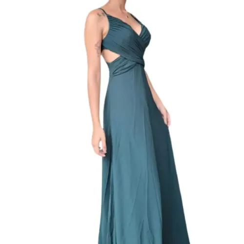 vestido de festa verde shein belle criss cross