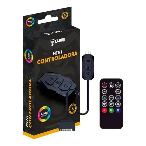 Controladora ARGB 5V 3 Pinos Gamer Cooler, Watercooler com Controle Remoto