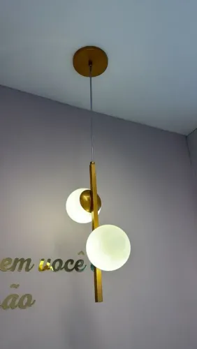 PENDENTE GLOBINHO DUPLO DOURADO (FIO 2,0 M)