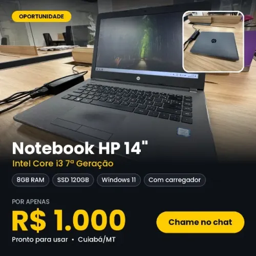 Notebook Hp I3 8gb Ssd 120GB - ÓTIMA BATERIA