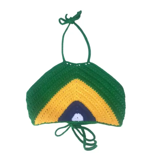 Cropped de Crochê Brasil Verde e Amarelo - Pronta Entrega ?