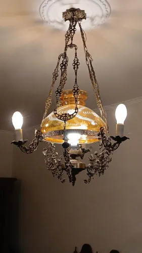 Luminaria Pendente Antiga, em Bronze, Estilo Colonial.