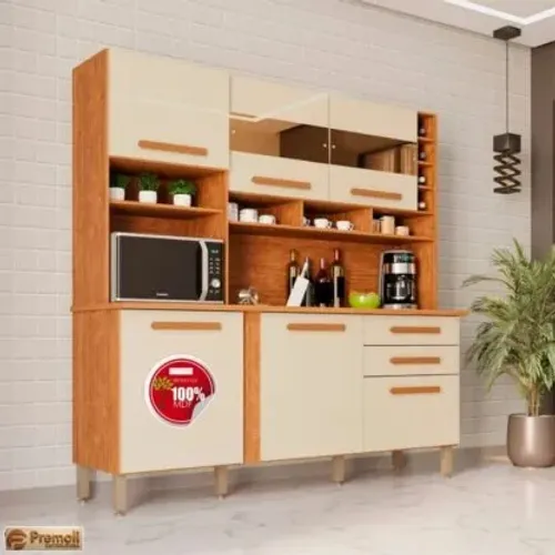 Cozinha Alexia - 6 Portas 2 Gavetas C/Espelho Imop Móveis