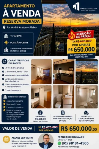 APARTAMENTO À VENDA - RESERVA MORADA | ALEIXO COM VISTA PRIVILEGIADA