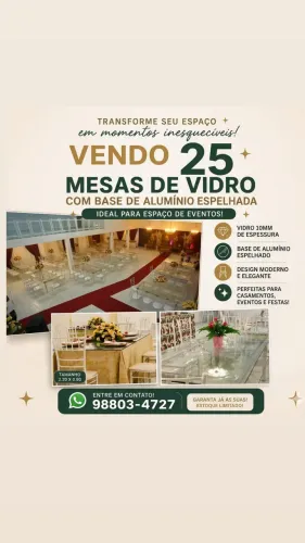 Vendo Mesas de Vidro com Base de Alumínio