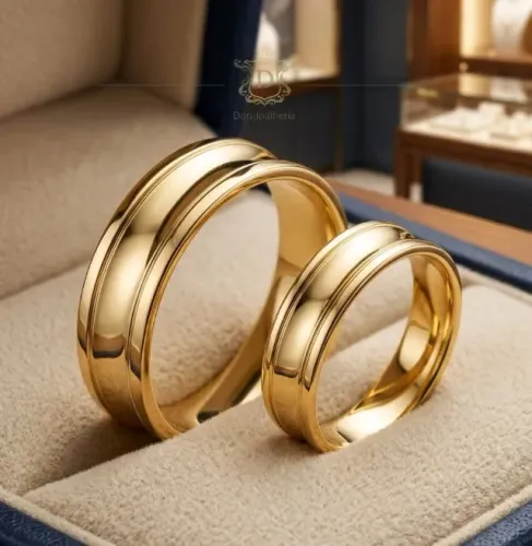 Par de Aliança Côncavas em Ouro 18k 750