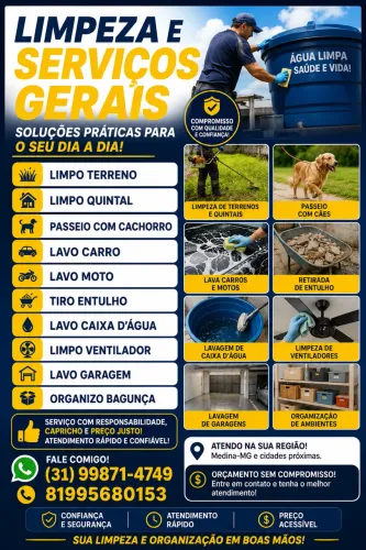 ? Limpeza de Terrenos, Entulho, Caixa d?Água e Passeio com Cachorros