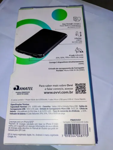 Power Bank 6.000 mAh marca OVVI