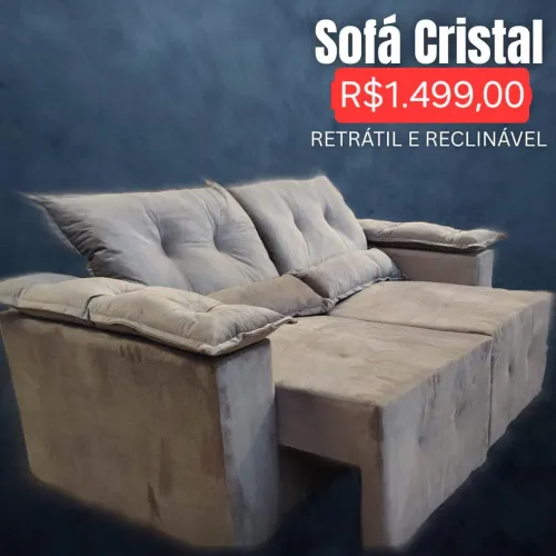 PROMOÇÃO URGENTE - Sofá Cristal RETRÁTIL RECLINÁVEL Direto da Fábrica Cinza