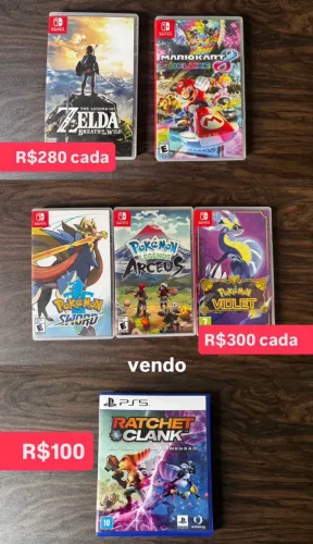 Jogos Nintendo Switch e PS5