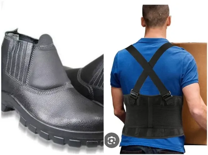 Bota bico de aço nova n° 40 e cinta lombar para quem trabalha com peso carga e descarga 