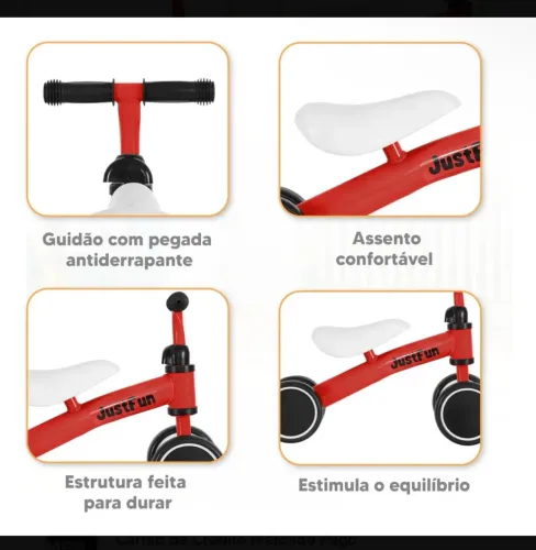 Bicicleta De Equilíbrio Infantil Sem Pedal Cor Vermelho