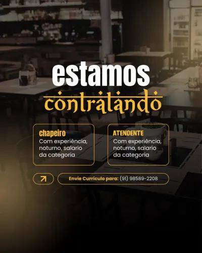Vaga para atendimento e chapa