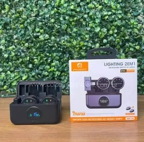 Microfone Sem Fio De Lapela H'maston MK18 Duplo (Lighting/iPhone) - Novo
