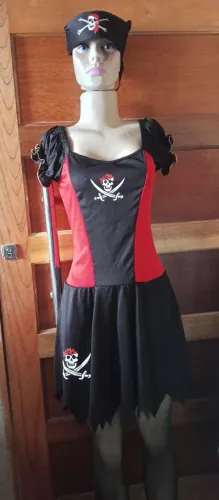 Fantasia Halloween Juvenil Pirata Tamanho P 