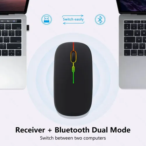 Mouse de modo duplo recarregável Bettdow/GOOJODOQ Bluetooth + 2.4G luz colorida 1600 DPI