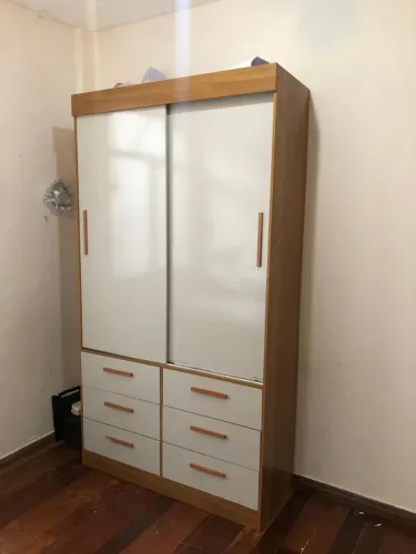 Guarda Roupa Solteiro 2 Portas 6 gavetas - Semi Novo