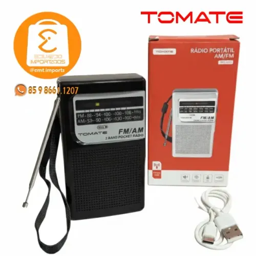 Radio Portatil Am e FM Recarregavel Tomate MTJ-2008