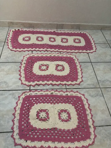 Jogo de crochê com 3 peças 