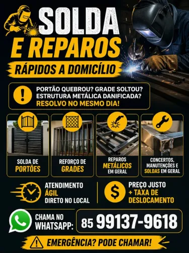 Soldas em geral, portões, grades etc