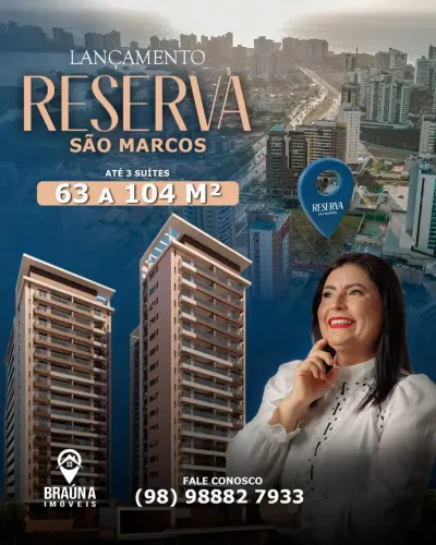 Apartamento à venda no CONDOMÍNIO RESERVA SÃO MARCOS, PONTA DO FAROL, São Luís, MA