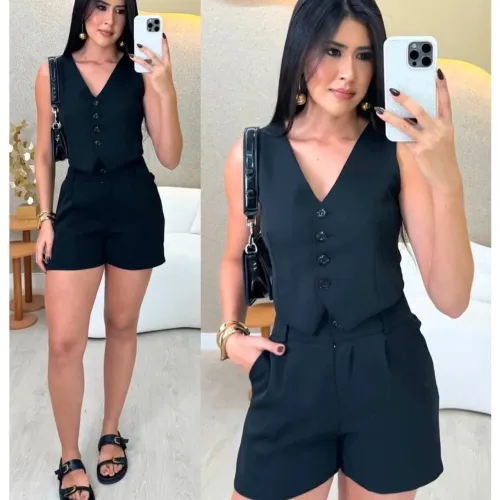 Conjunto Zoé 2026: Shorts + Colete Elegante para Mulheres Modernas e Sofisticadas