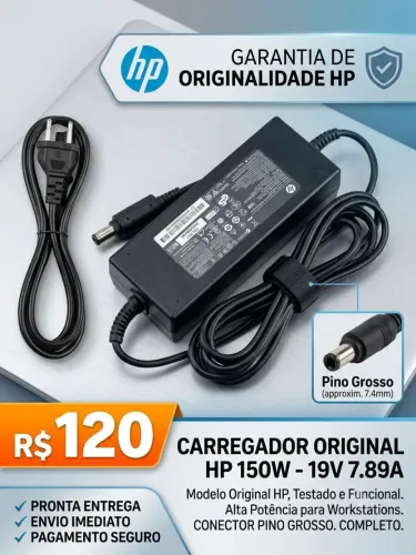 Carregador Fonte Notebook HP Original 150W - 19V 7.89A (Pino Grosso)