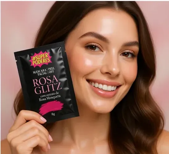 Mascara facial sache Peel of Rosa Glitz com extrato de Rosa Mosqueta Super Poderes 8g