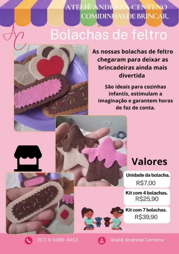 Brinquedos faz de conta. Bolachas feltro.