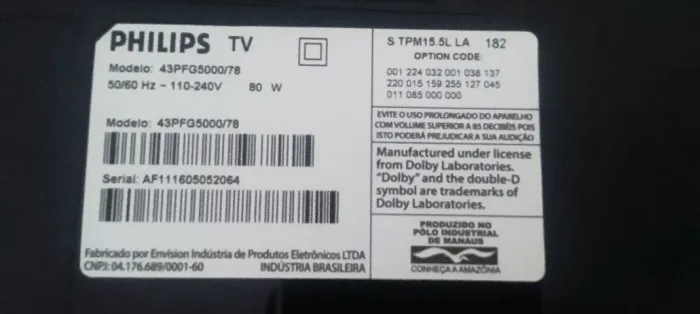 Tv Philips 43 com defeito na tela