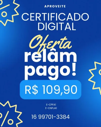 Certificado Digital e-CNPJ A1 para Pessoa Jurídica, válido por 1 ano.