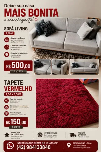 Sofá living linho e Tapete