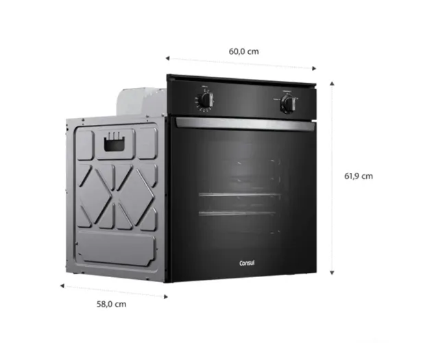 Forno de Embutir a Gás 78 Litros Preto com Grill