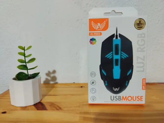 Mouse Gamer USB RGB AL-9505 - Novo na Caixa