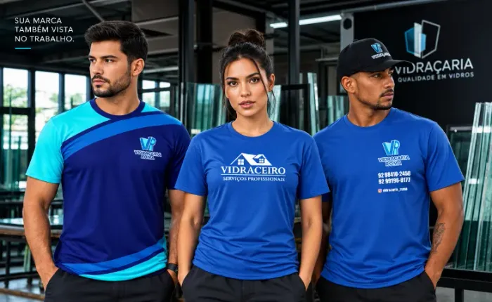 10 Camisas Personalizadas Para Uniforme de Vidraçaria / Malha Cacharrel