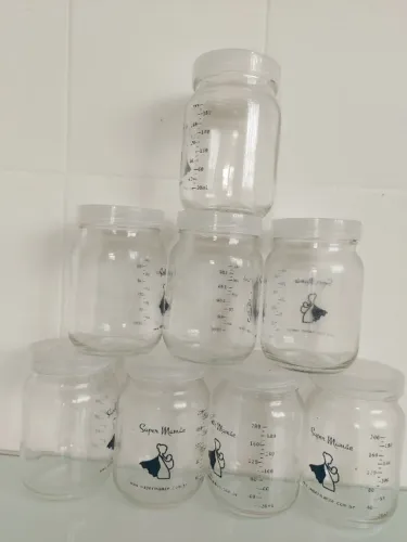 Kit 8 potes de vidro 200ml pra leite materno.