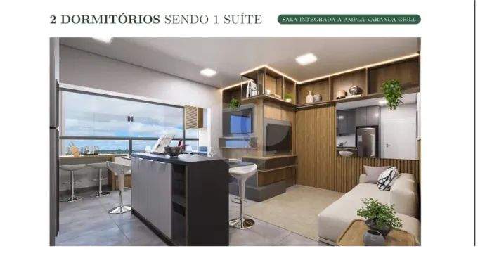 Apartamento pronto para morar com 2 dormitórios, sendo uma suíte e ampla varanda grill.