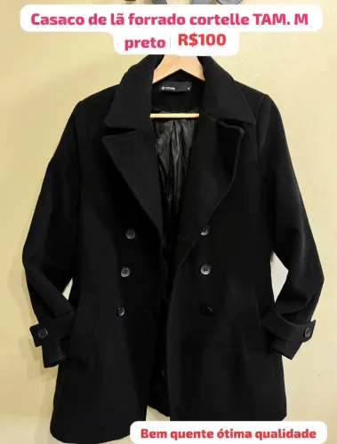 Casaco de lã preto Cortelle Renner TAM M