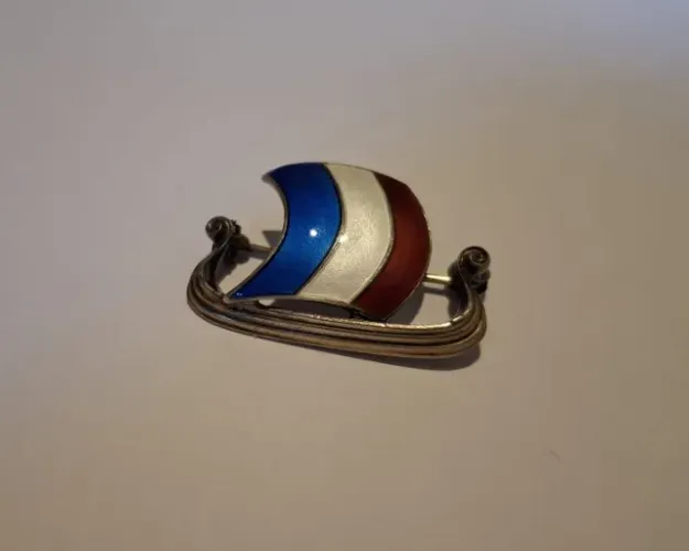 BROCHE VIKING BARCO DRAKKAR PRATA STERLING 925 NORWAY VINTAGE