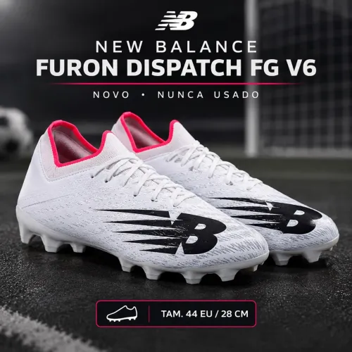 Chuteira New Balance Furon Dispatch FG V6 Branca/Preta - Nova - Tam. 44