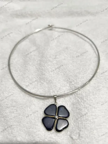 Colar Aro Choker Cristais Semijoias