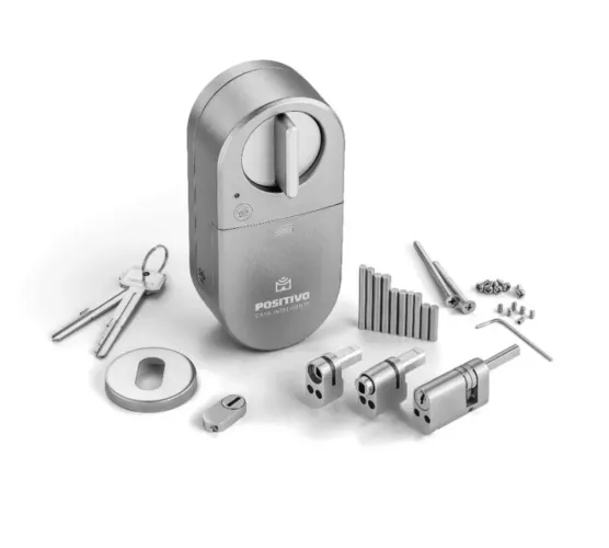 Kit Smart Fechadura Positivo Casa Inteligente,<br><br>Conexão Bluetooth 5.0, Abre pelo Celular