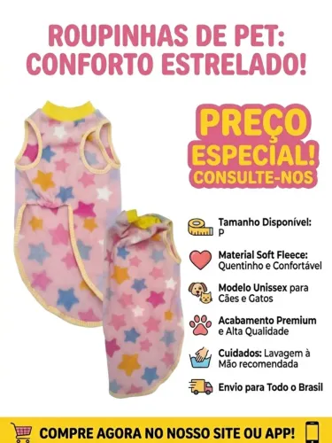 Roupinha para Cachorro Soft Colete Tamanho P Rosa