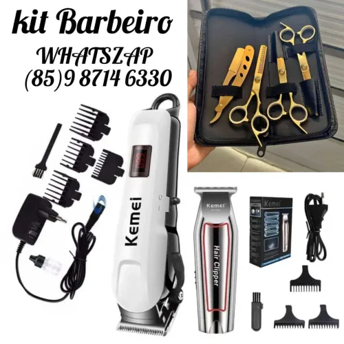 Combo cabeleireiro. Máquina kemei profissional e jogo de tesouras. Entrega grátis