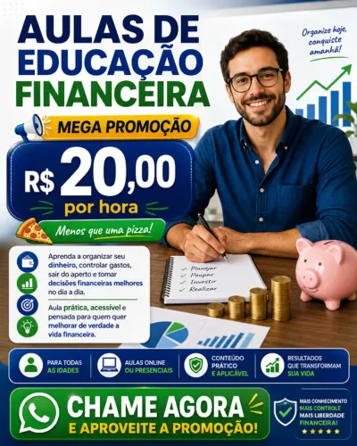 Aulas de Educação Financeira por R$20/hora ? Menos que uma pizza!